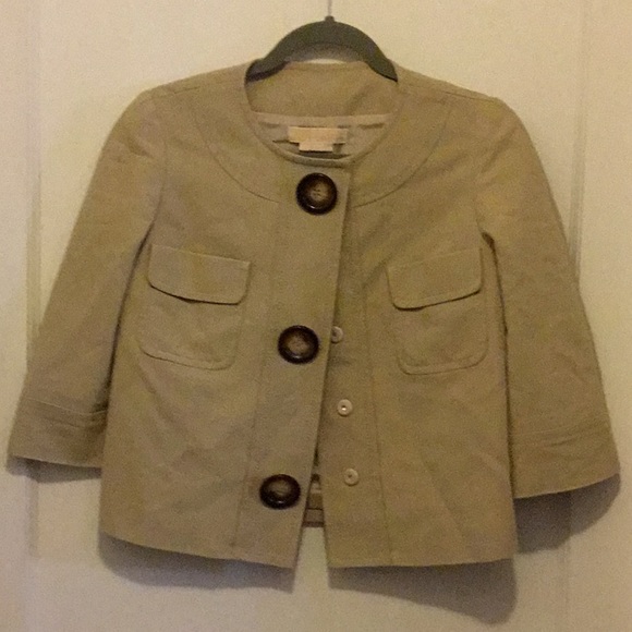 Michael Kors Tan Cotton Crop Jacket - Picture 3 of 3